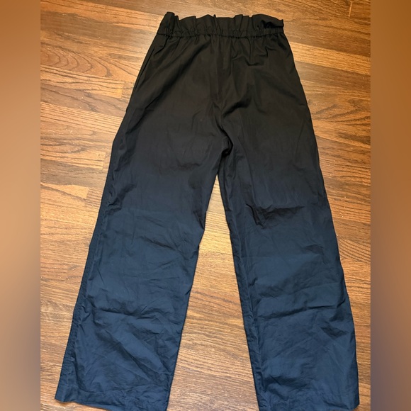 TWP Women’s Black Wide Leg Pants 100% Cotton Size M Made In USA Tie Waist - Picture 6 of 7